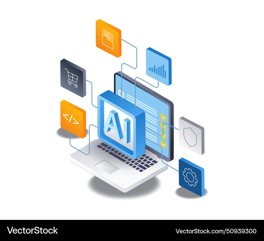 Artificial intelligence controls all computer Artificial intelligence controls all computer Vector Image
