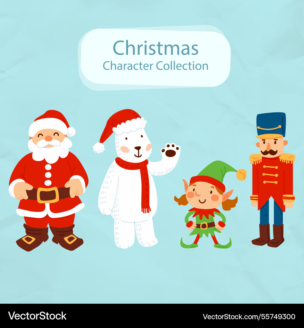 Background of santa claus with lovable characters Vector Image
