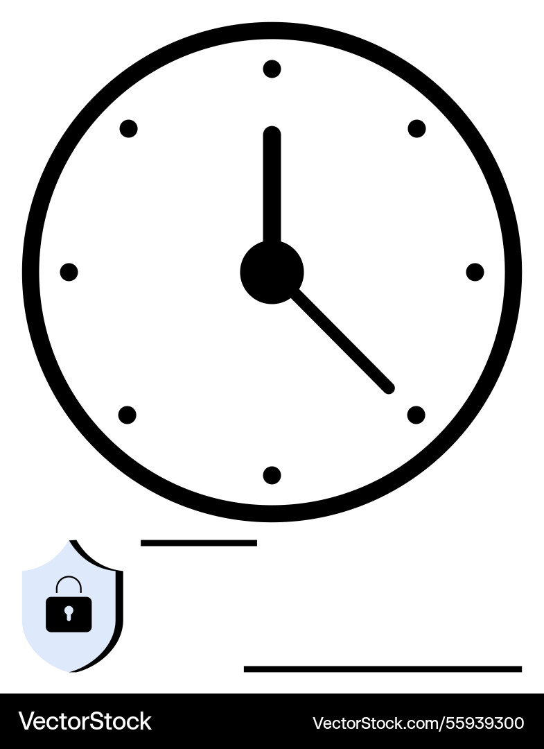 Clock with shield icon representing time Clock with shield icon representing time vector image