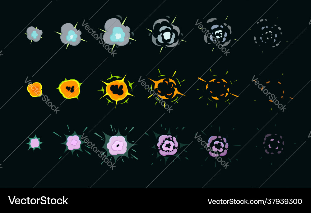Explosion animation band puff and boom effects Explosion animation band puff and boom effects vector image