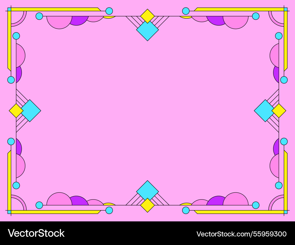 Frame of lines and colorful geometric shapes Vector Image