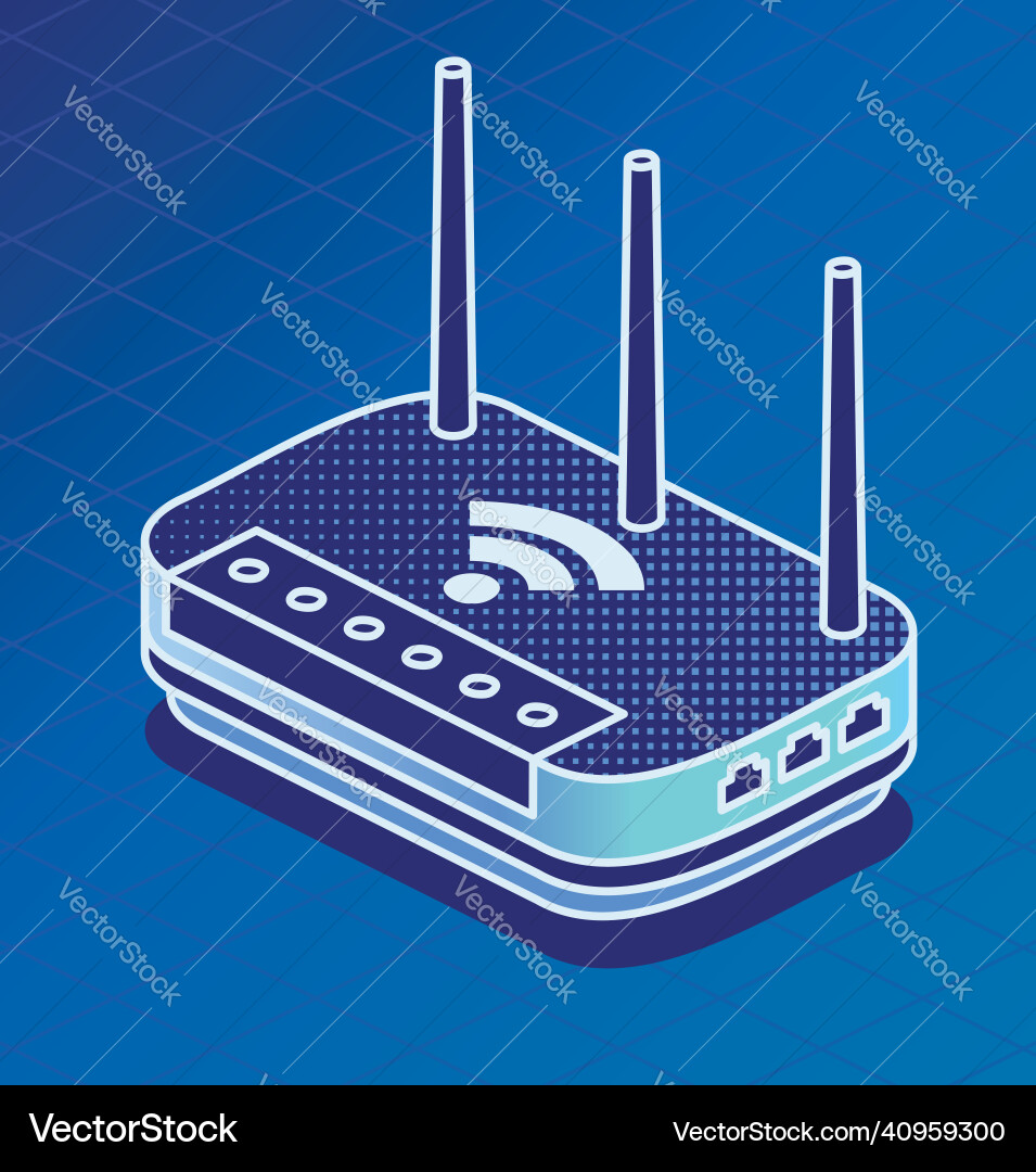 Isometric network router Isometric network router vector image