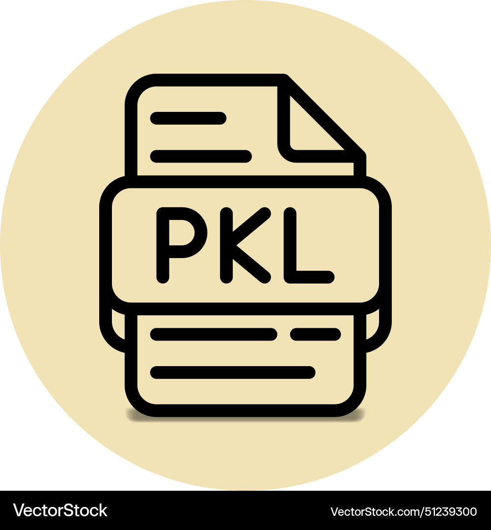 Pkl file type icon files and document format Pkl file type icon files and document format Vector Image