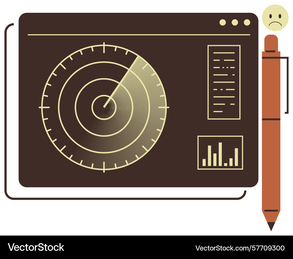 Radar screen with data visualization bar chart Radar screen with data visualization bar chart vector image