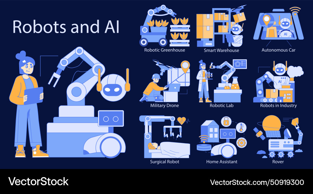 Robots and ai concept Vector Image