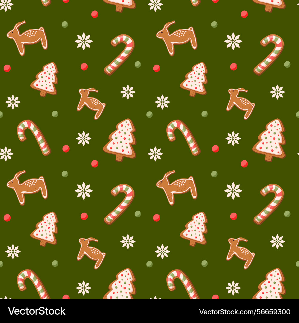 Seamless pattern with gingerbread cookie Vector Image