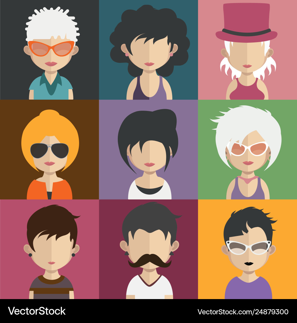Set colorful avatars characters Vector Image