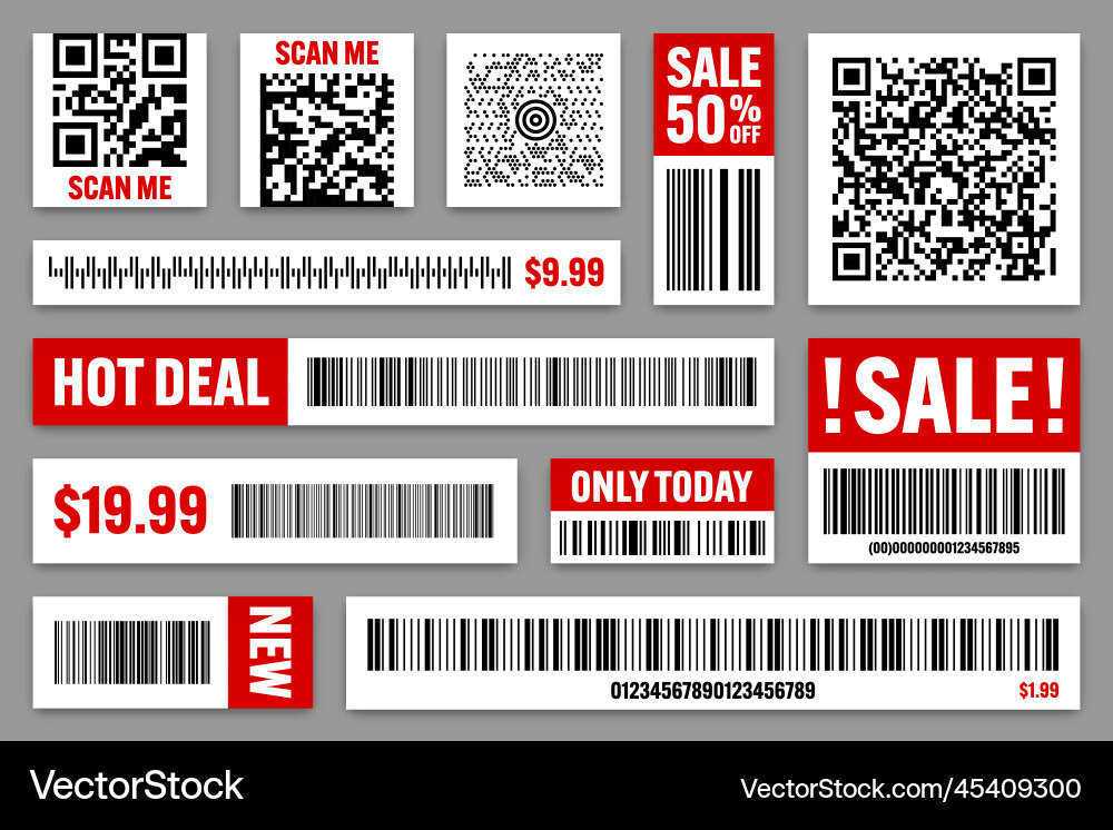 Set of product barcodes and qr codes special Set of product barcodes and qr codes special vector image