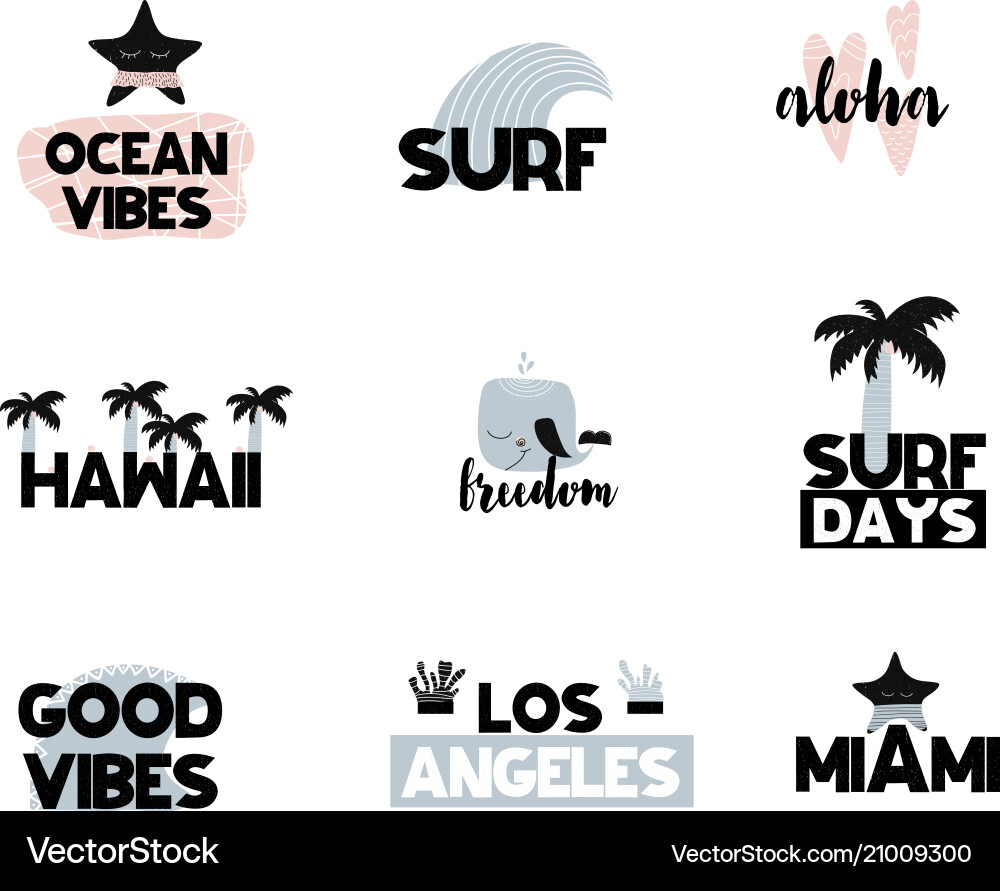 Summer Aloha Tags & Elements Vector Image