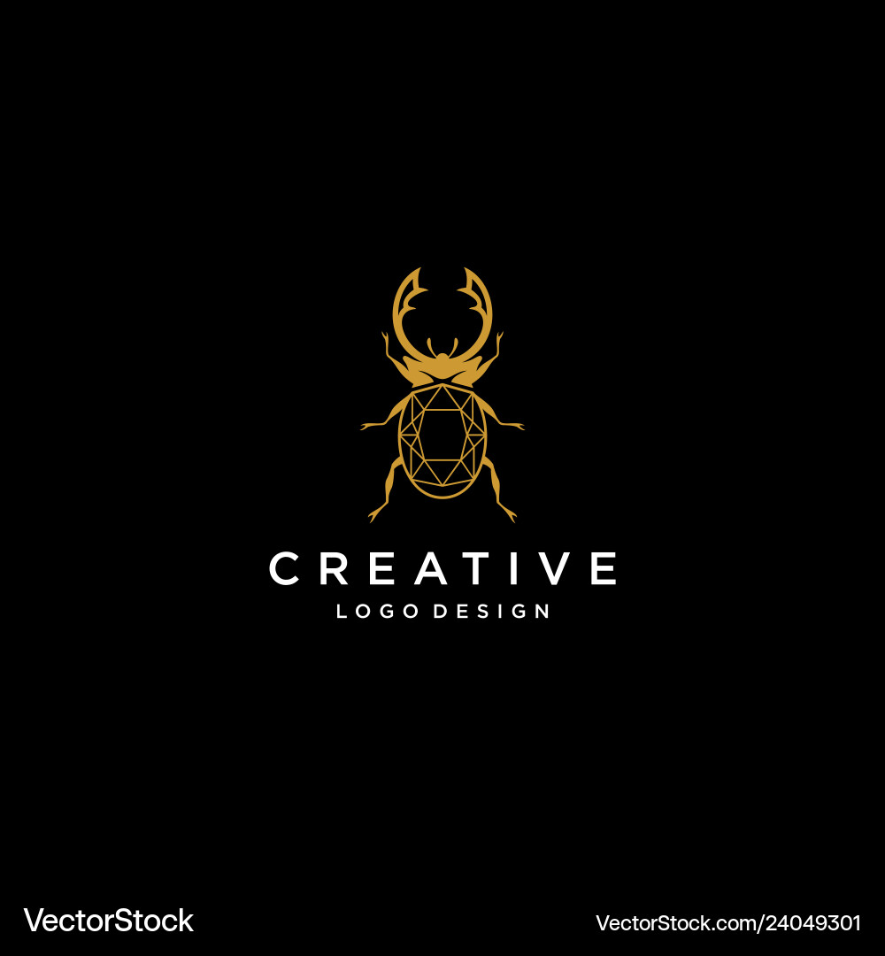 Beetle bug logo diamond jewelry vector image