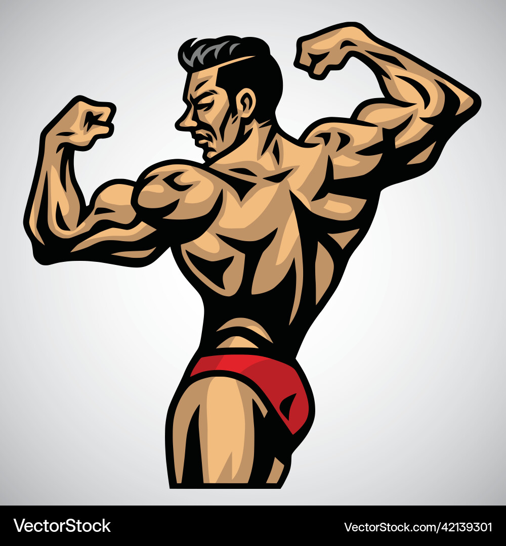 Bodybuilder Muskeln starker Mann Pose Fitness Bodybuilder Muskeln starker Mann Pose Fitness vektorbild