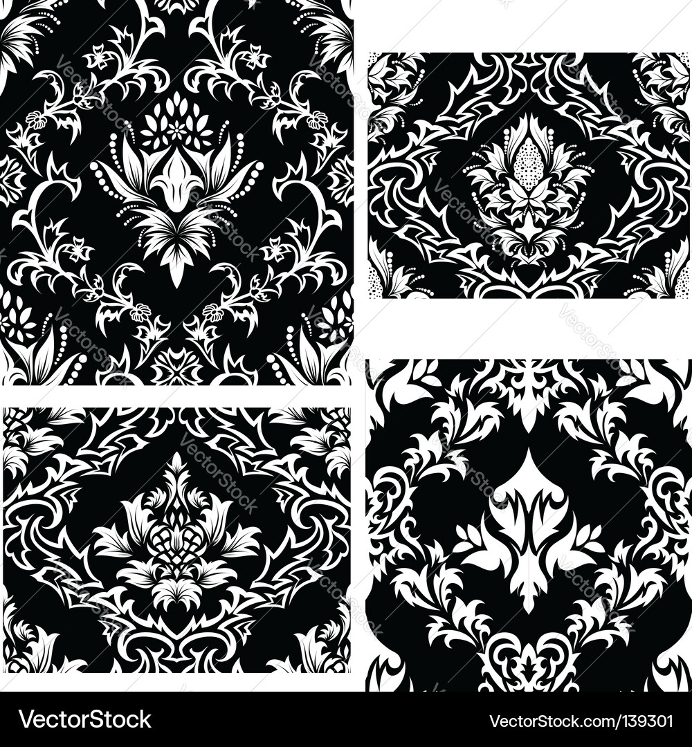 Damask patterns set Vector Image