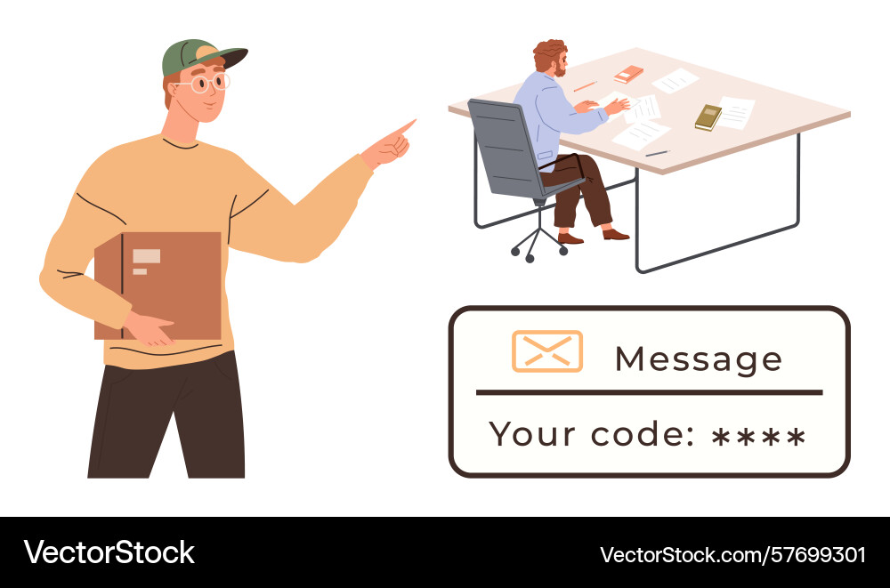 Delivery service and workspace verification Vector Image