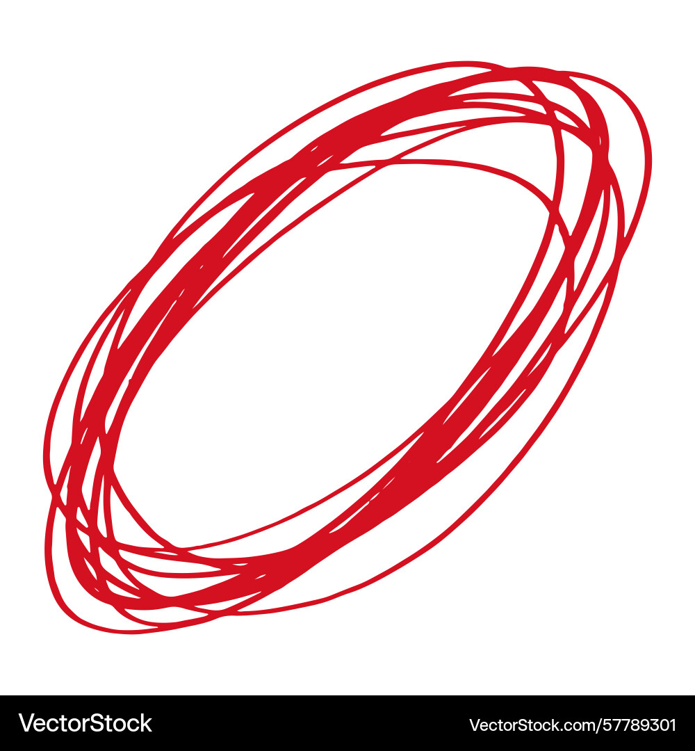 Hand drawn overlapping multiple red lines circle Hand drawn overlapping multiple red lines circle Vector Image