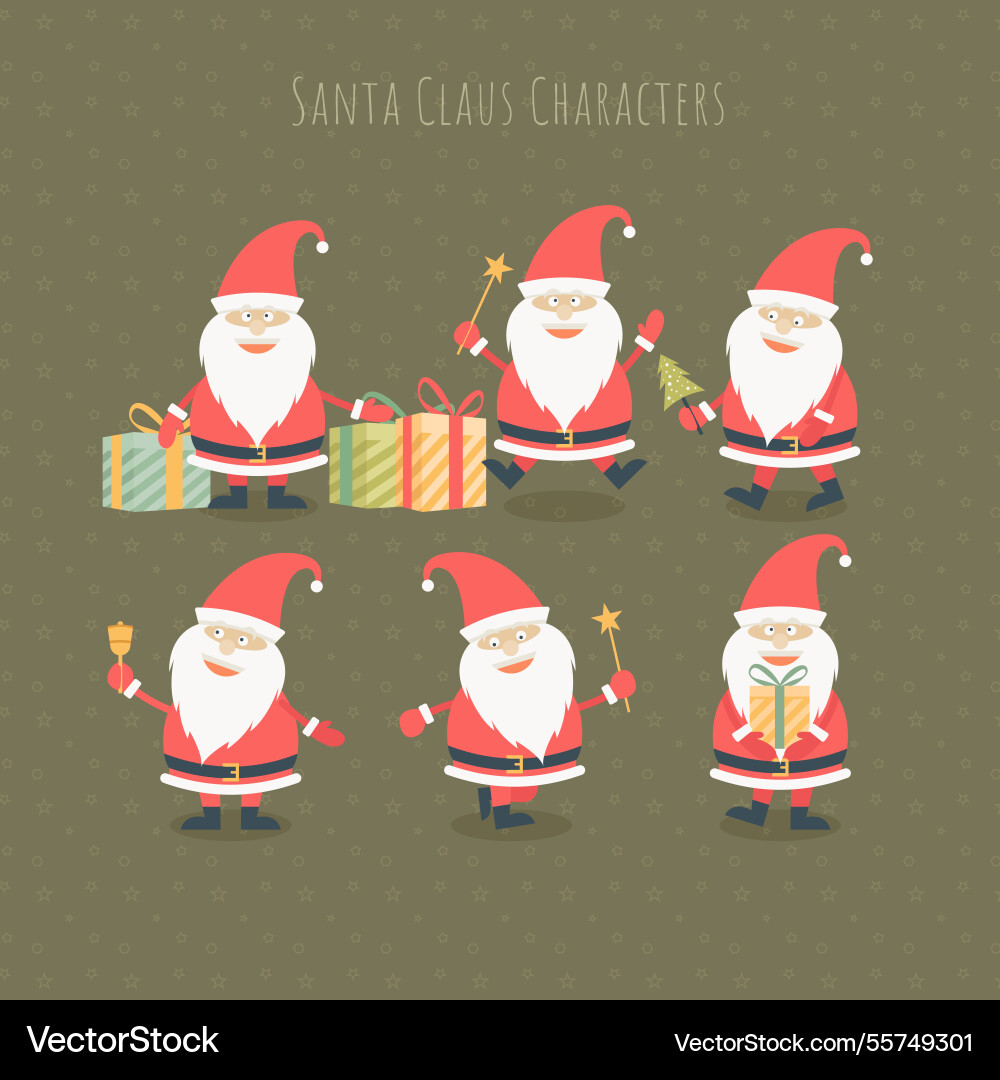 Lovable characters set of santa claus Vector Image