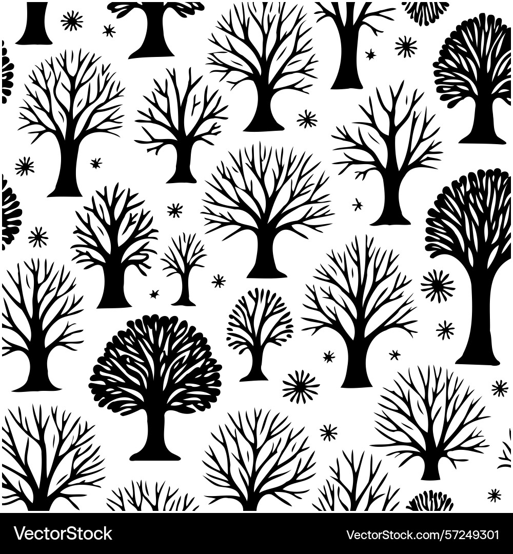 Monochrome pattern of leafless trees a graphic Vector Image