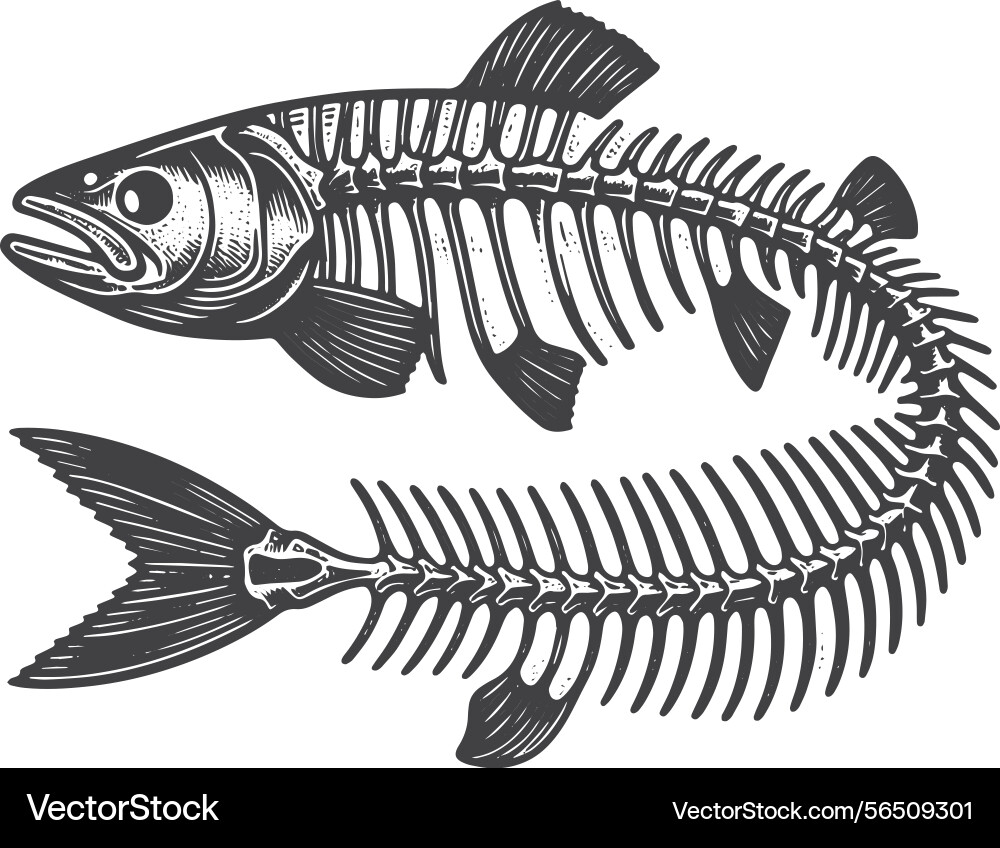 Simple trout skeleton side view icon design vector image