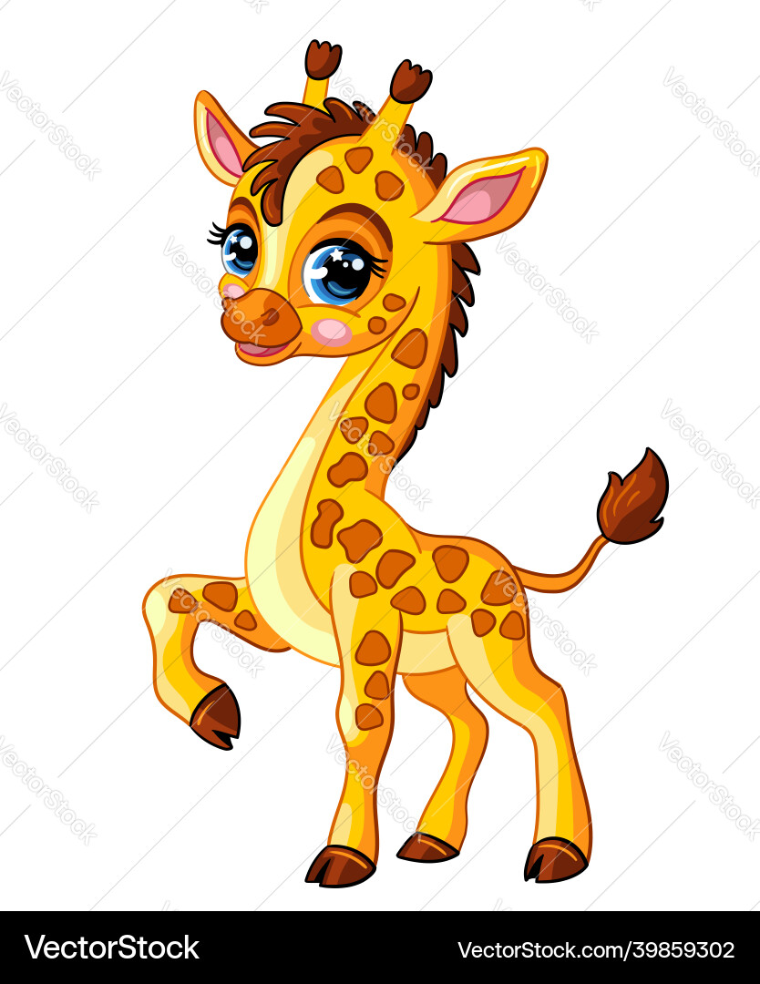 Little funny cute cartoon giraffe vector image