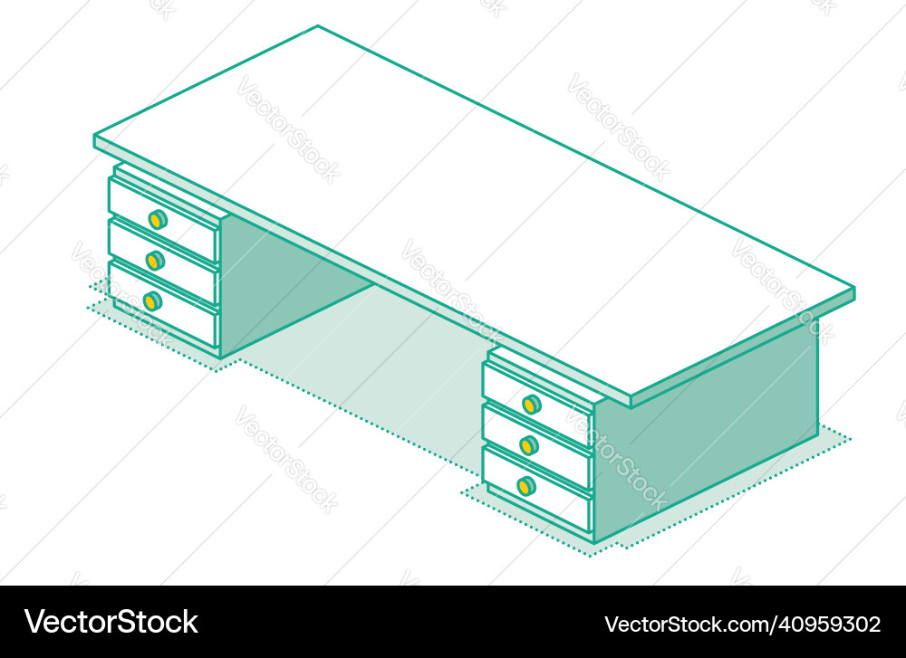 Office table with drawers empty desk isometric Office table with drawers empty desk isometric vector image