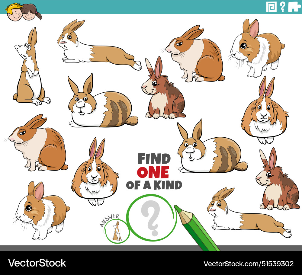 One of a kind activity with cartoon rabbit Vector Image