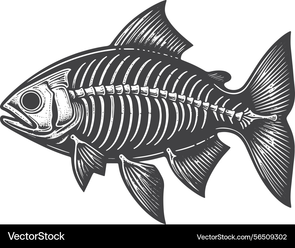 Simple trout skeleton side view icon design vector image