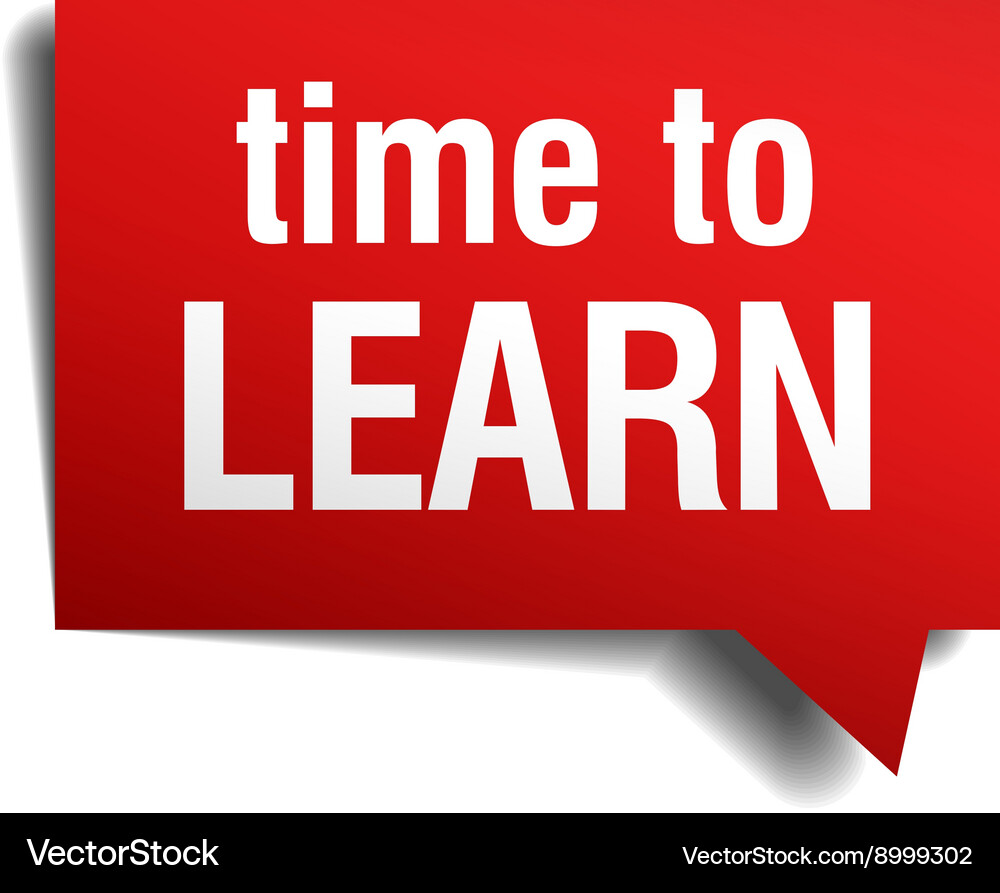 Time to learn red 3d realistic paper speech bubble Vector Image
