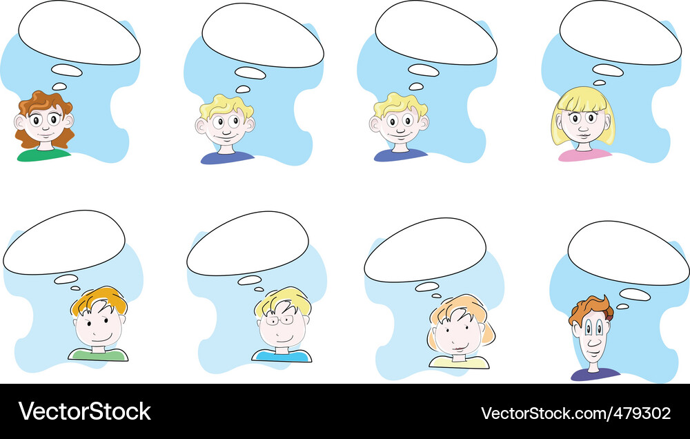 Young People with Speech Bubbles Vector Image