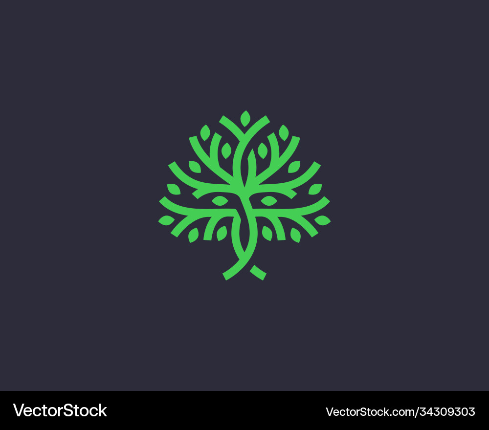 Abstract Linear Tree Icon Vector Image