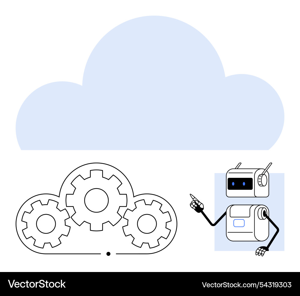 Cloud computing and automation concept with robot Cloud computing and automation concept with robot vector image