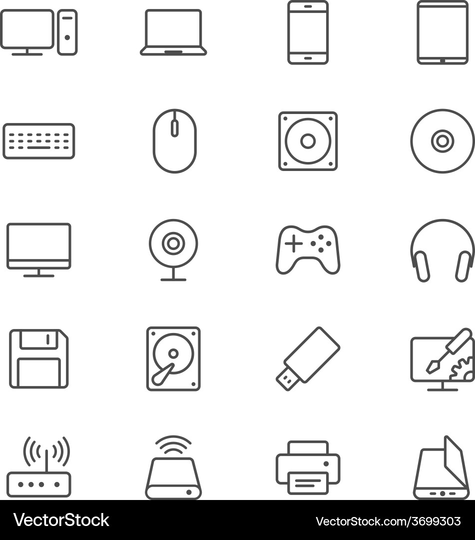 Computer Icons - Thin Line Style vector image