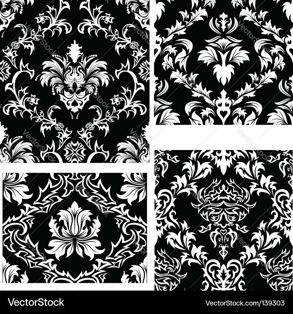 Damask patterns set Vector Image