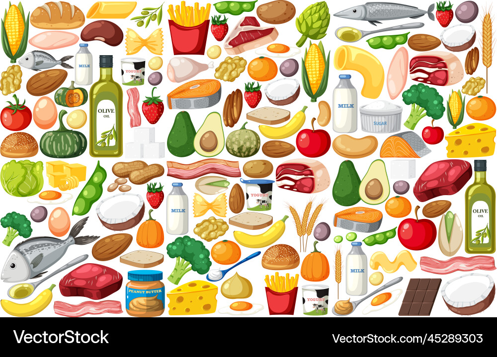 Food vegetable and fruit seamless pattern Vector Image
