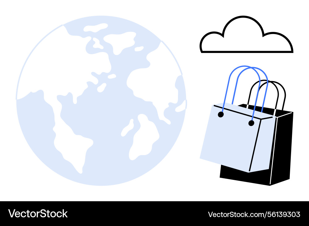 Global e-commerce and cloud computing simplified Global e-commerce and cloud computing simplified Vector Image