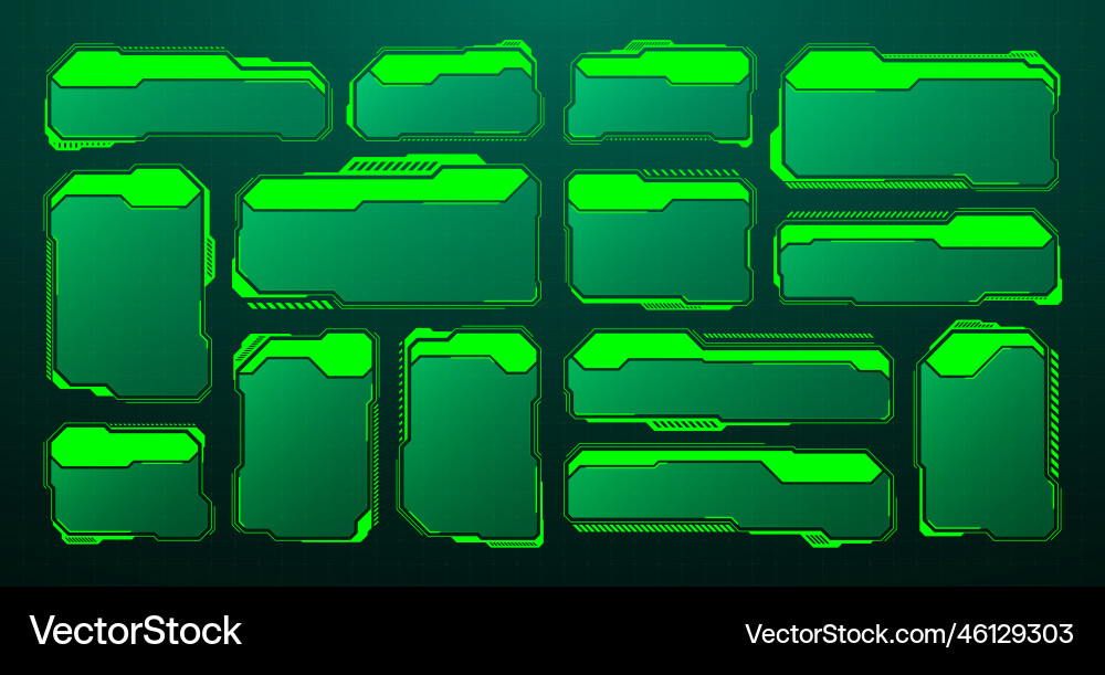 Green futuristic hud ui elements sci-fi user Vector Image