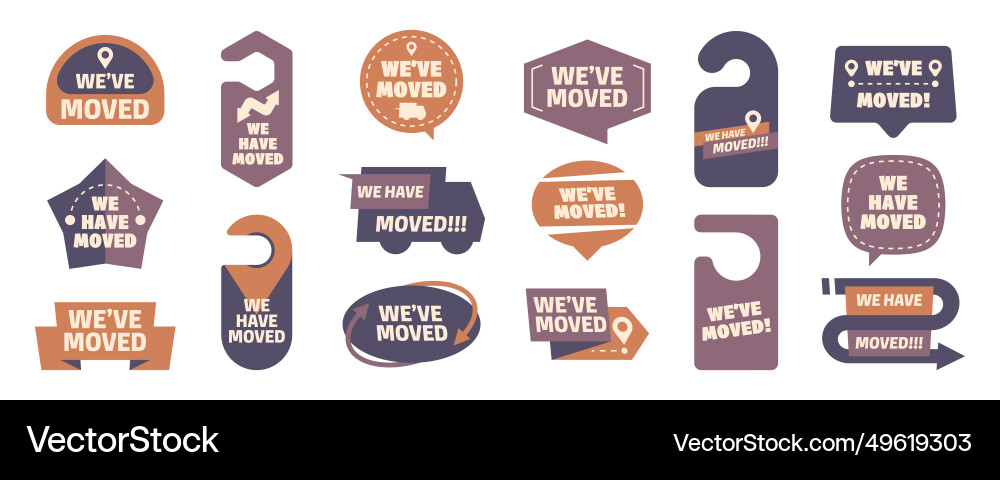 Have moved labels relocation banner with pointer vector image