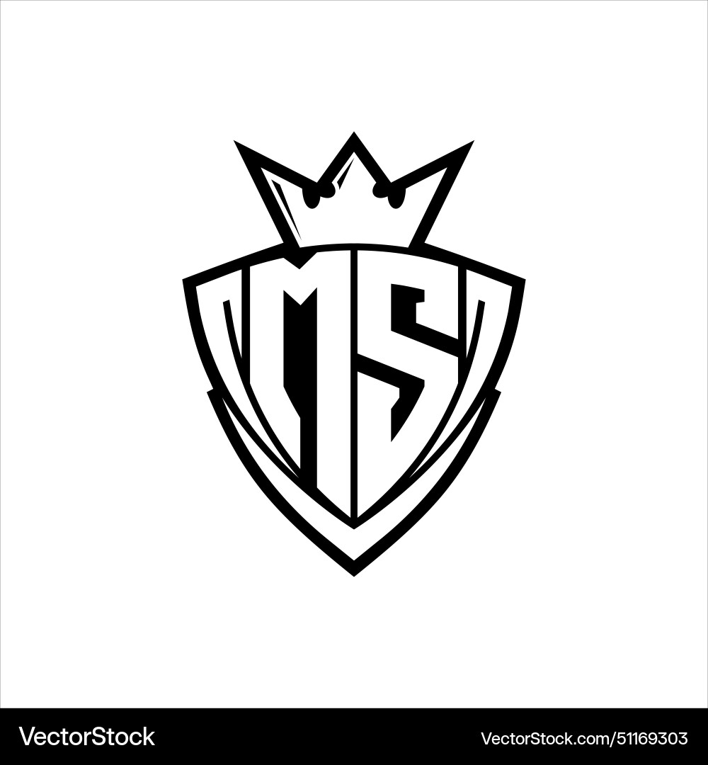 Ms letter logo with sharp triangle shield shape Vector Image