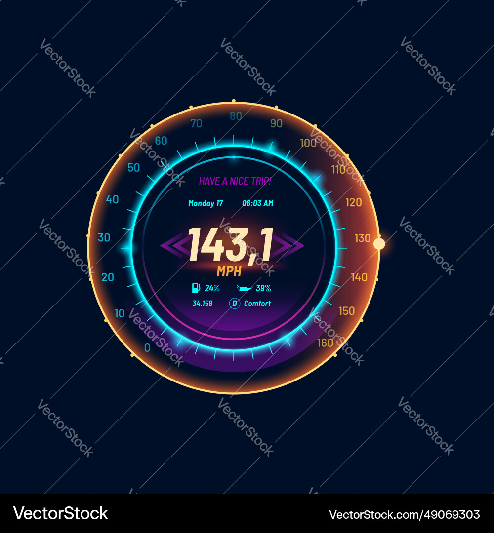Neon Speedometer Dashboard vector image