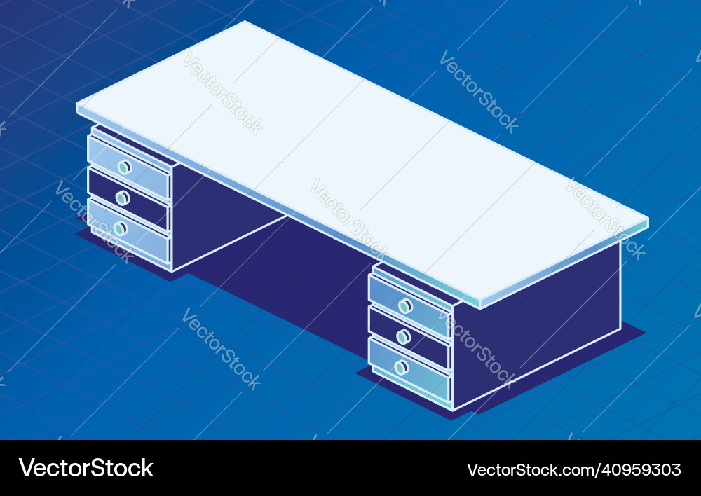 Office table with drawers empty desk isometric Vector Image