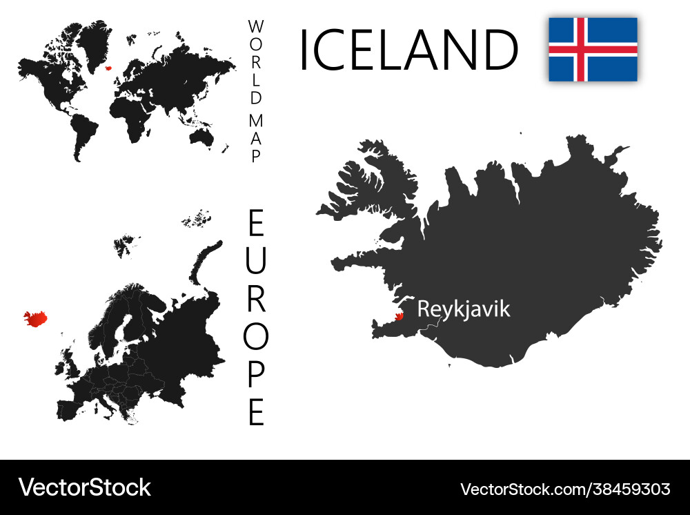 Realistic map iceland with flag Realistic map iceland with flag vector image
