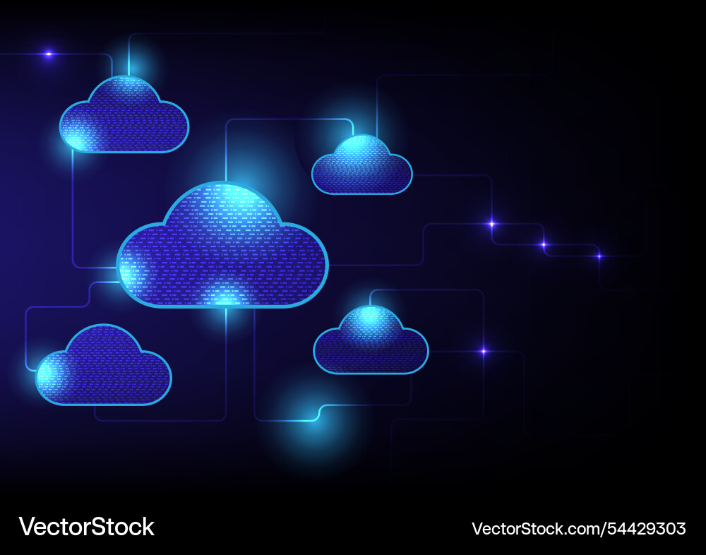 Technology background with clouds connection vector image