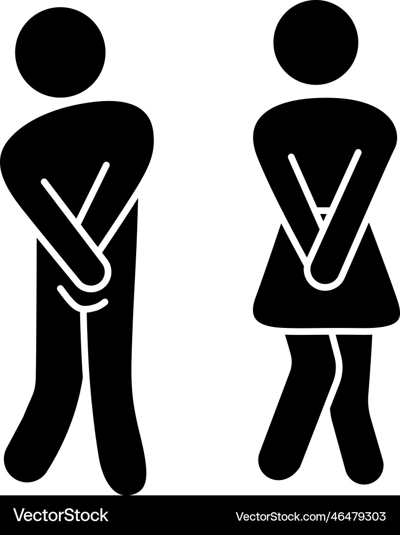 Urgent to pee toilet urge stick figure silhouette Urgent to pee toilet urge stick figure silhouette vector image