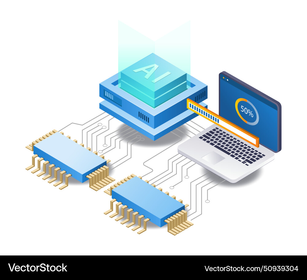 Artificial intelligence data analysis speed flat Artificial intelligence data analysis speed flat vector image
