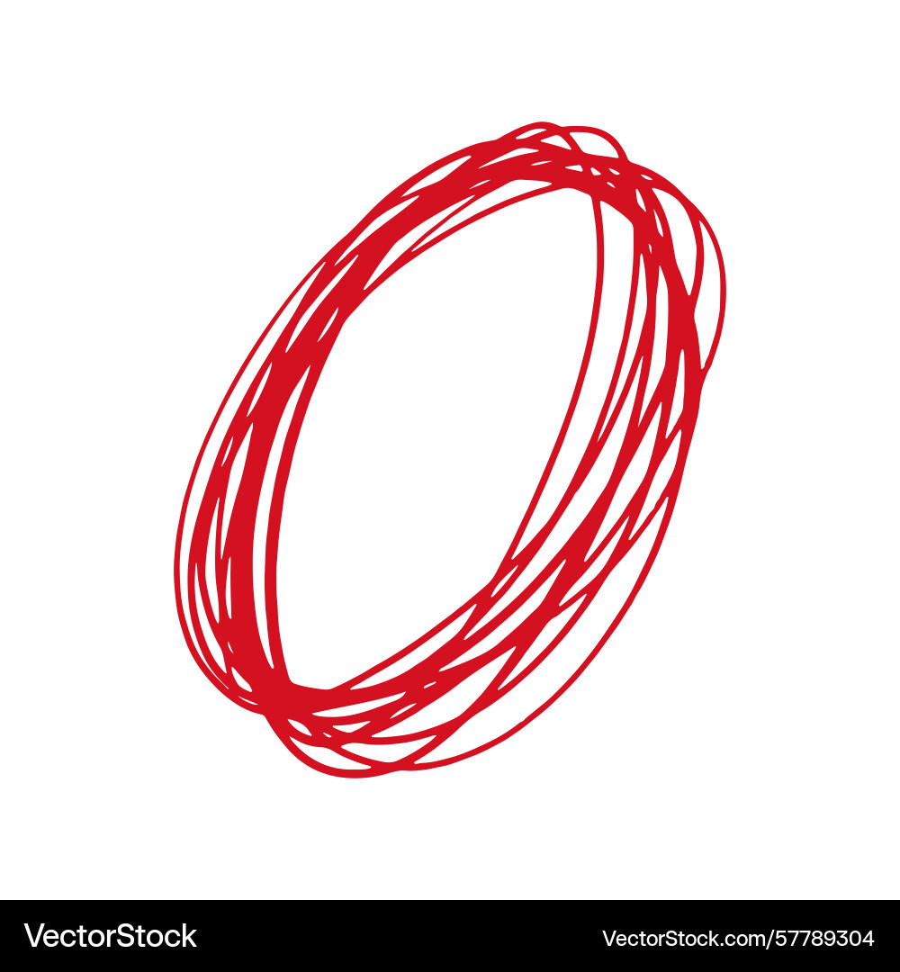 Hand drawn overlapping multiple red lines circle Hand drawn overlapping multiple red lines circle Vector Image