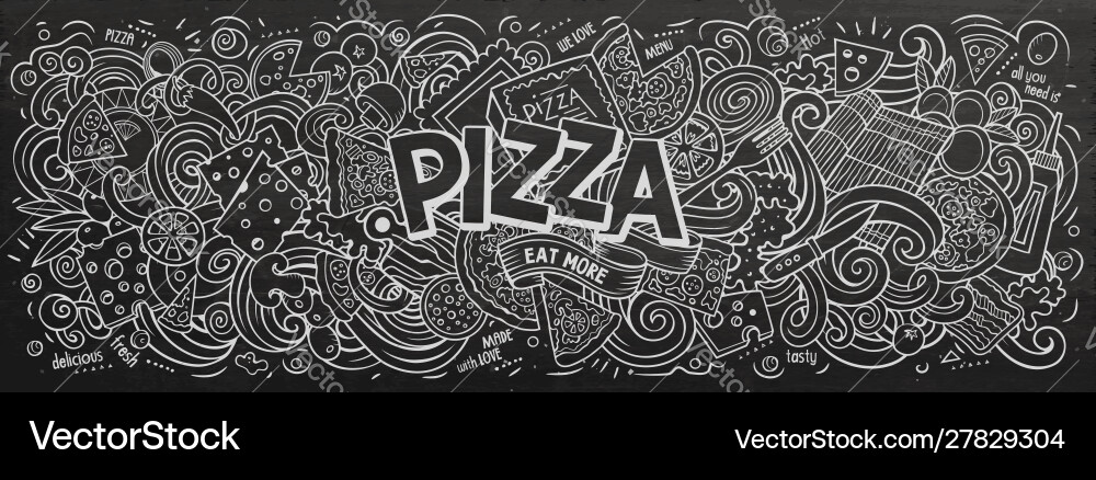 Pizza hand drawn cartoon doodles Vector Image