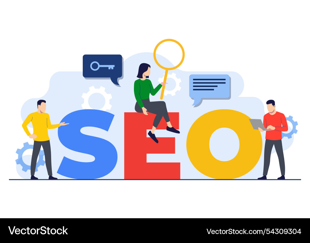 Seo optimization search engine Seo optimization search engine vector image