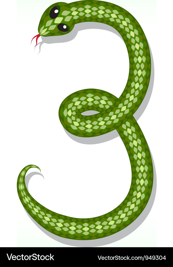 Snake Digit Three - Number Symbol vector image