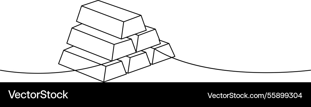 Stack of gold bars one line continuous drawing Stack of gold bars one line continuous drawing vector image