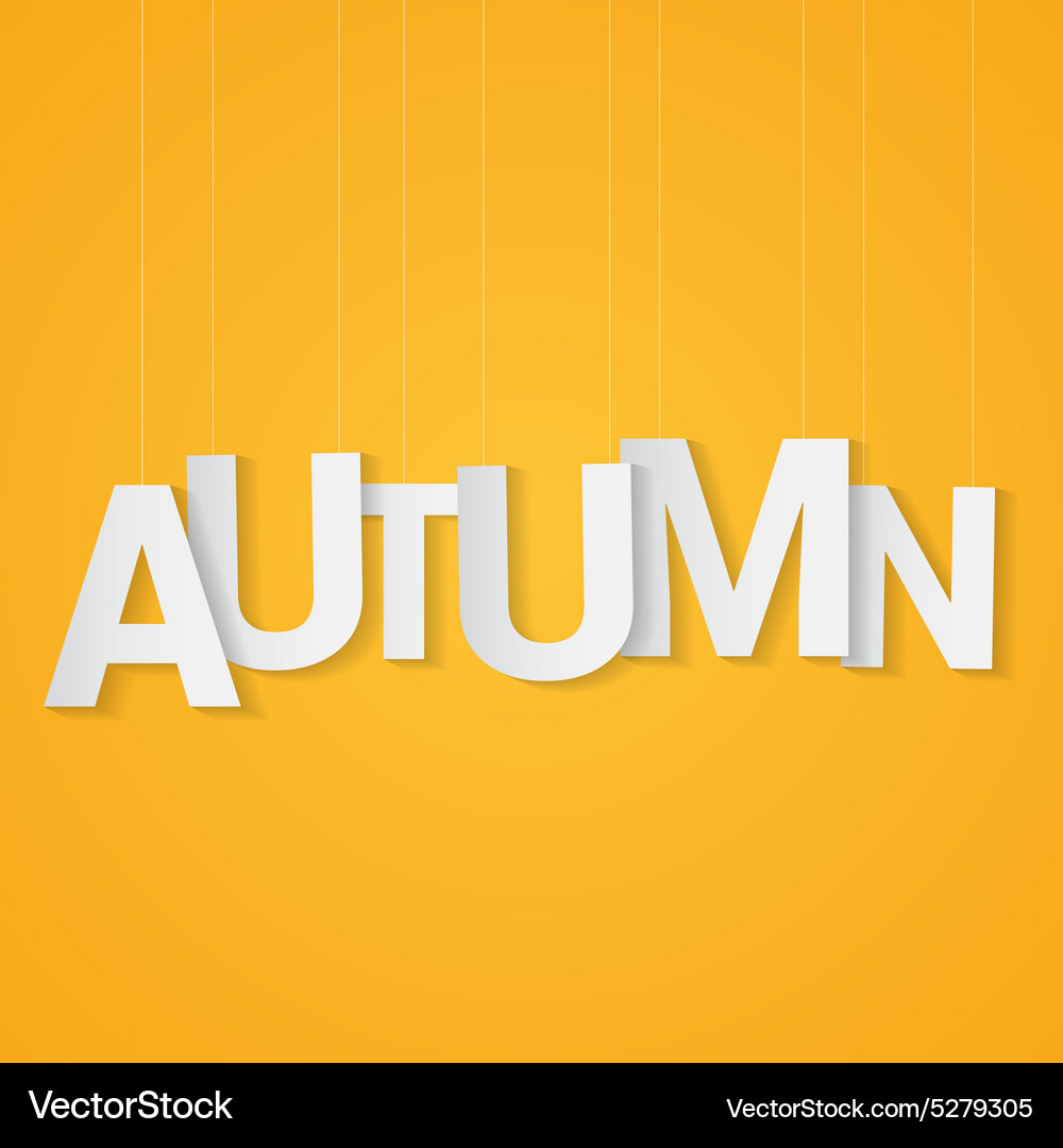 Autumn paper letters attached to string over Vector Image