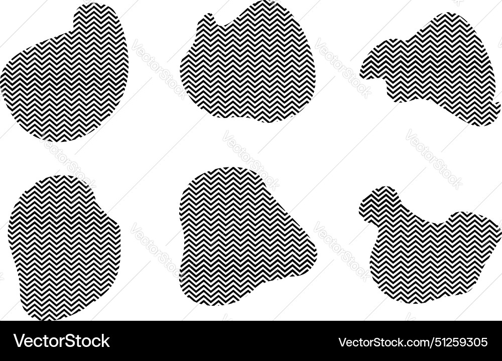 Blobs fluid shapes with zig zag stripes pictogram Vector Image