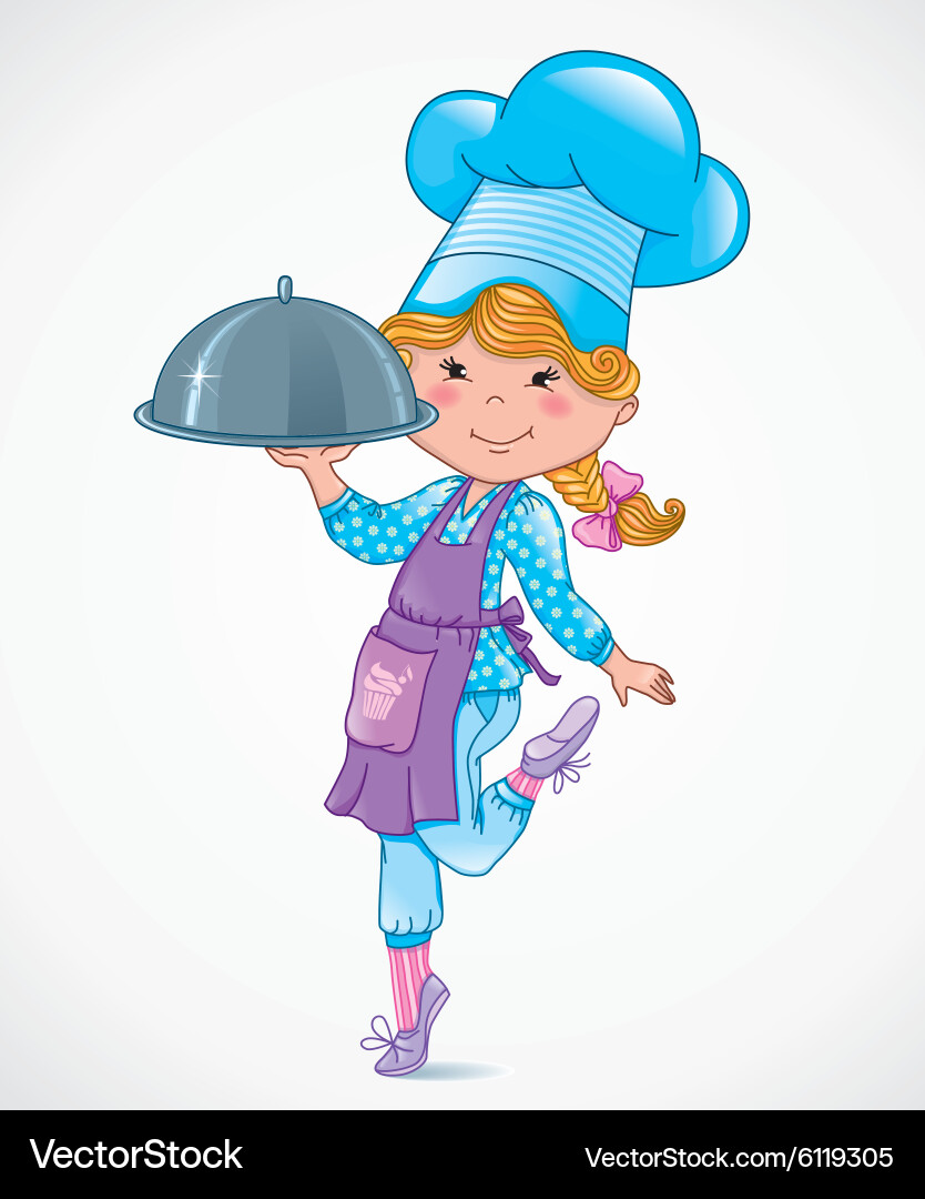 Cute Baby Chef with Tray vector image